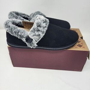 Skechers Women's Cozy Campfire-Team Toasty Slipper Black Vegan‎ New Size 8
